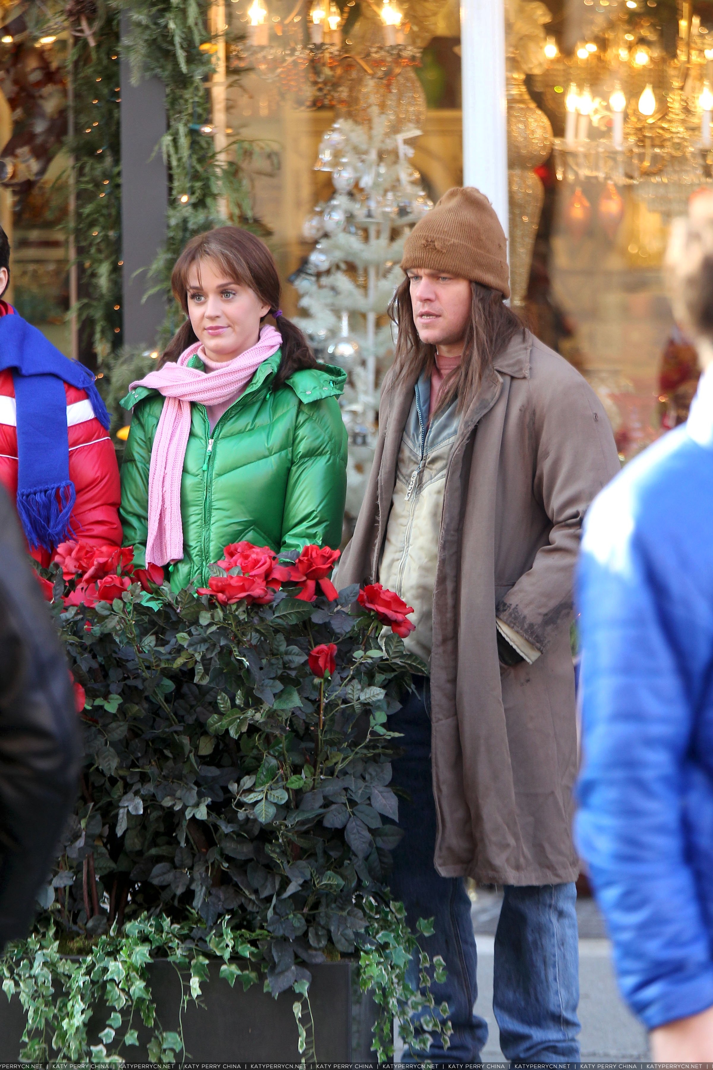 凯蒂·佩芮与马特·达蒙和安迪·萨姆伯格在纽约市为