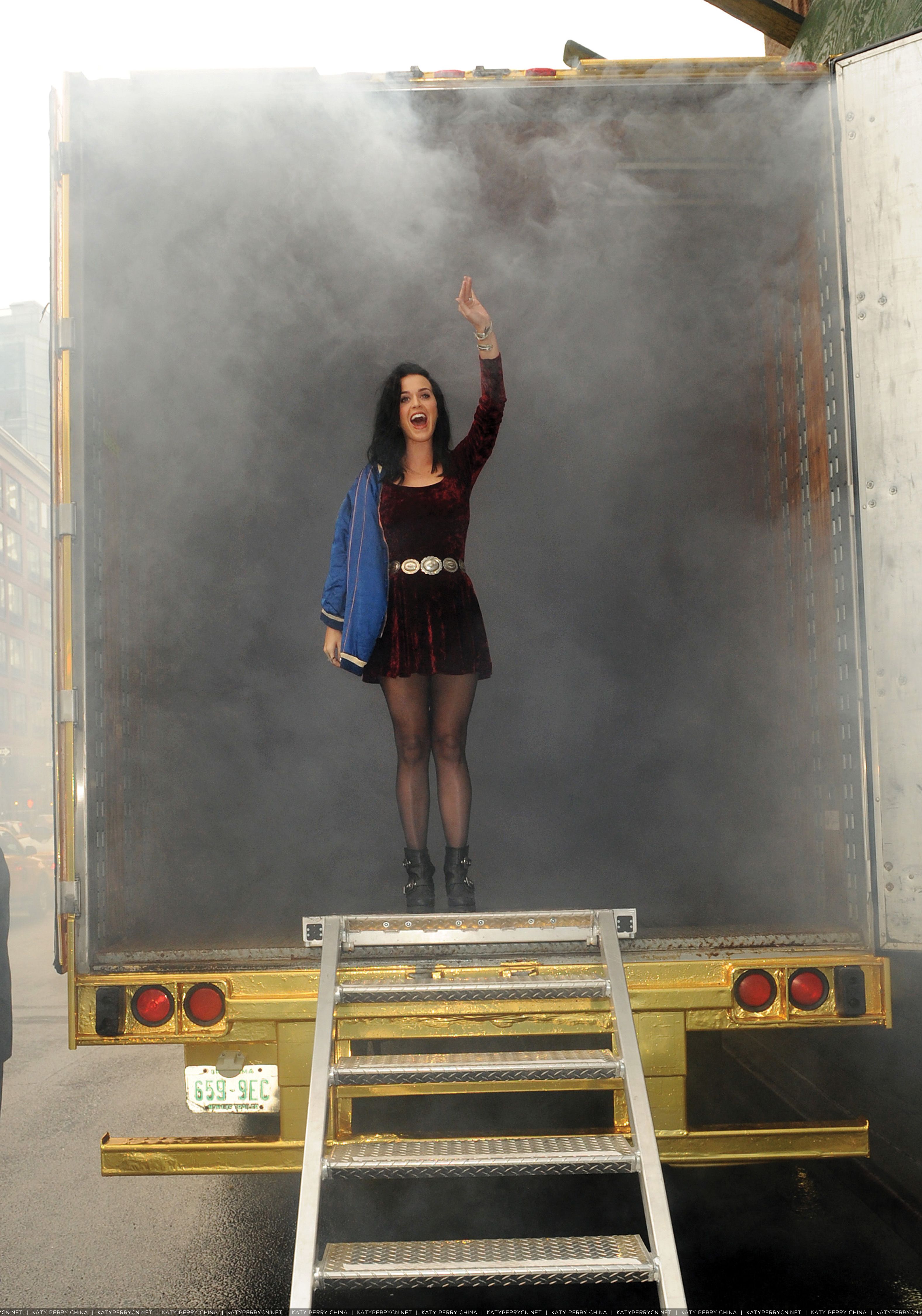 Katy Perry doing some interviews at radio stations in New York City to promote new single