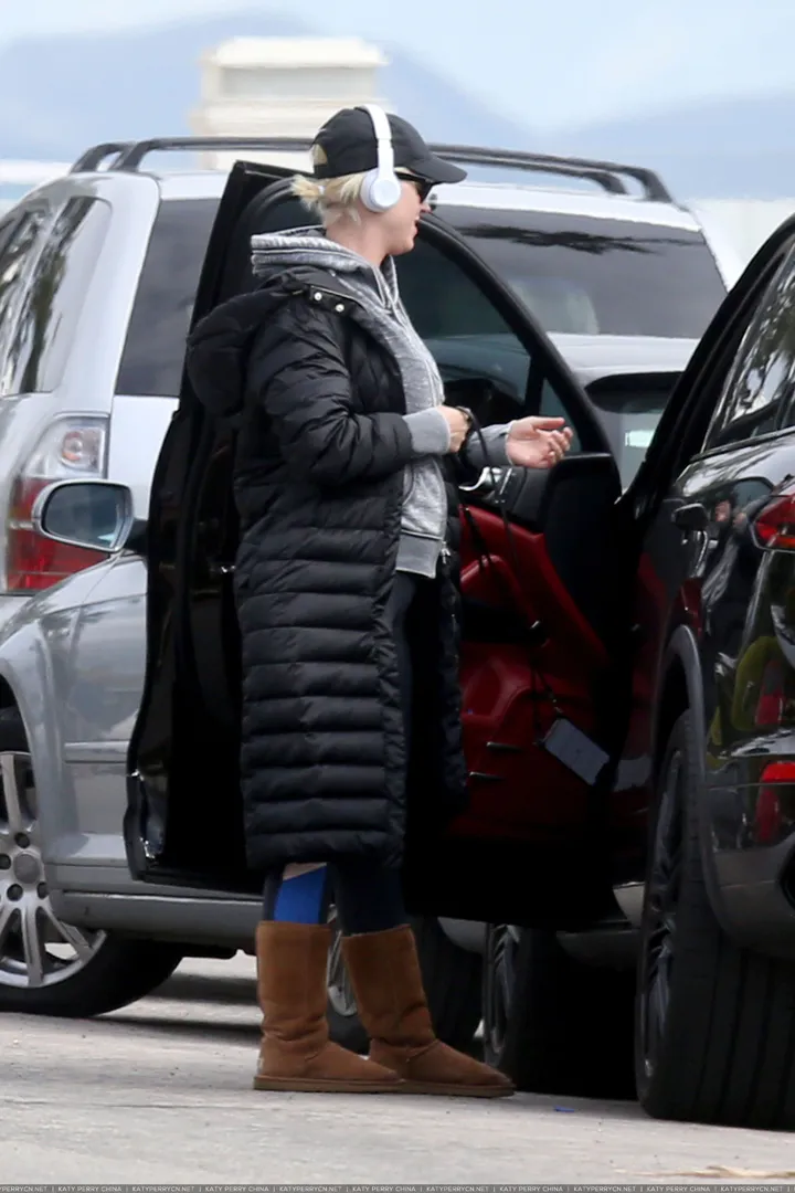 Pregnant Katy Perry spotted heading to the beach with her dog