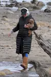 Pregnant Katy Perry spotted heading to the beach with her dog
